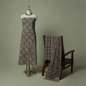 Pedana Kalamkari Hand Block Print Natural Dyed Cotton 3pc Unstitched Dress Material Suit Set 27