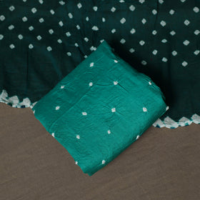 Green - Kutch Tie-Dye Cotton Satin 3pc Unstitched Bandhani Dress Material Suit Set 26
