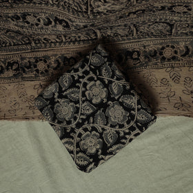 Pedana Kalamkari Hand Block Print Natural Dyed Cotton 3pc Unstitched Dress Material Suit Set 27