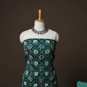 Green - Kutch Tie-Dye Cotton Satin 3pc Unstitched Bandhani Dress Material Suit Set 27