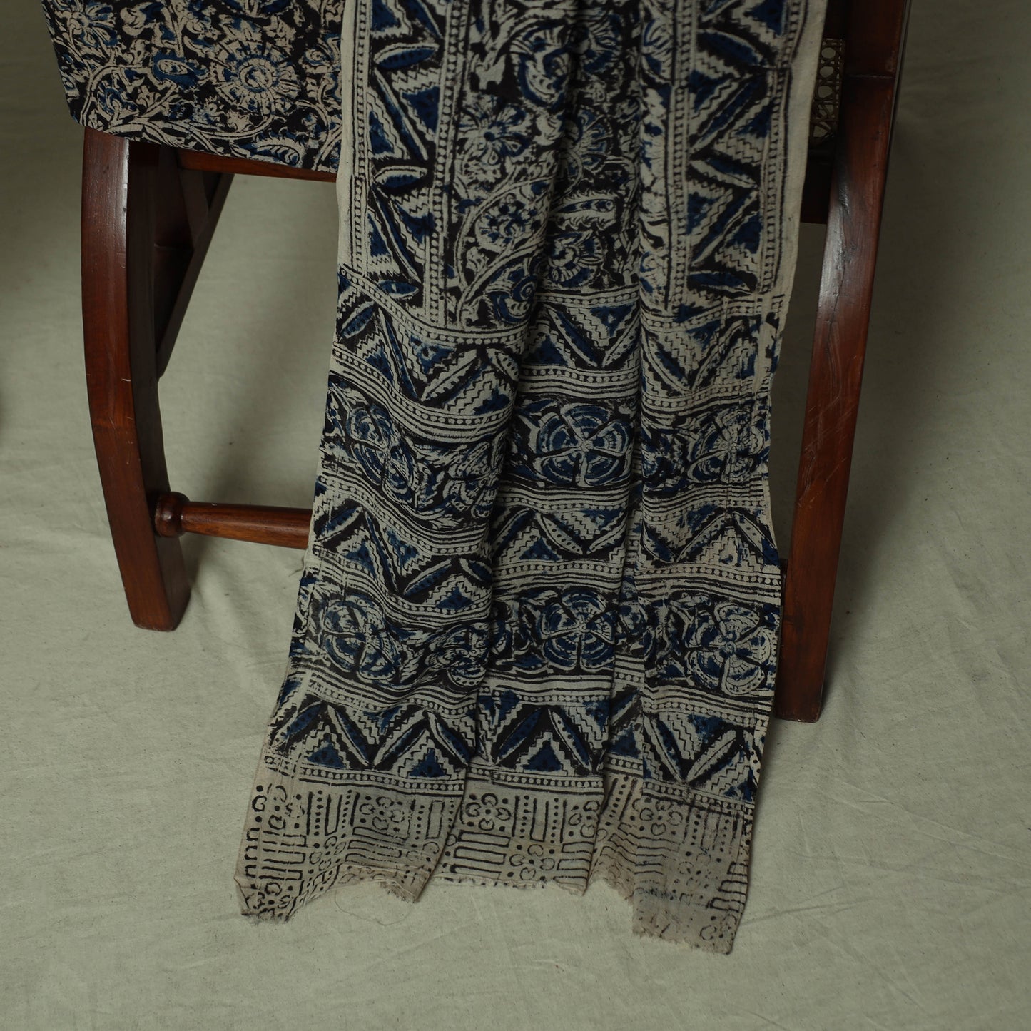 Pedana Kalamkari Hand Block Print Natural Dyed Cotton 3pc Unstitched Dress Material Suit Set 25