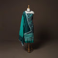 Green - Kutch Tie-Dye Cotton Satin 3pc Unstitched Bandhani Dress Material Suit Set 29