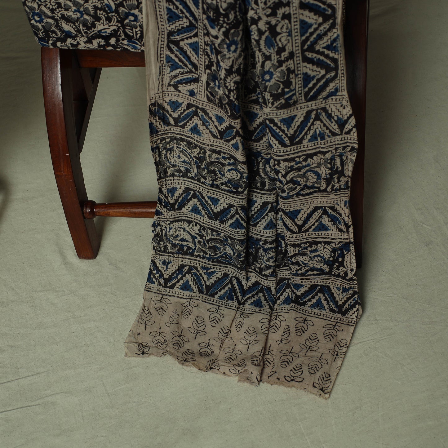 Pedana Kalamkari Hand Block Print Natural Dyed Cotton 3pc Unstitched Dress Material Suit Set 24