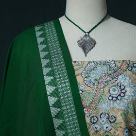 Sanganeri Hand Block Print Cotton 2pc Unstitched Dress Material Kurta Set with Jewellery Set 19