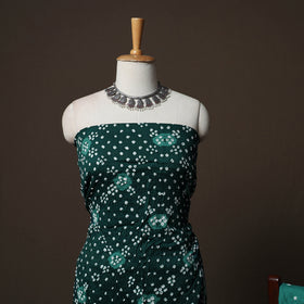 Green - Kutch Tie-Dye Cotton Satin 3pc Unstitched Bandhani Dress Material Suit Set 31
