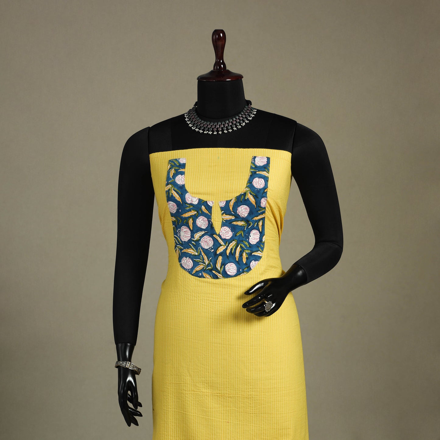 Yellow Unstitched Plain Cotton Kurta Material