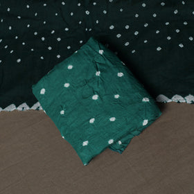 Green - Kutch Tie-Dye Cotton Satin 3pc Unstitched Bandhani Dress Material Suit Set 31