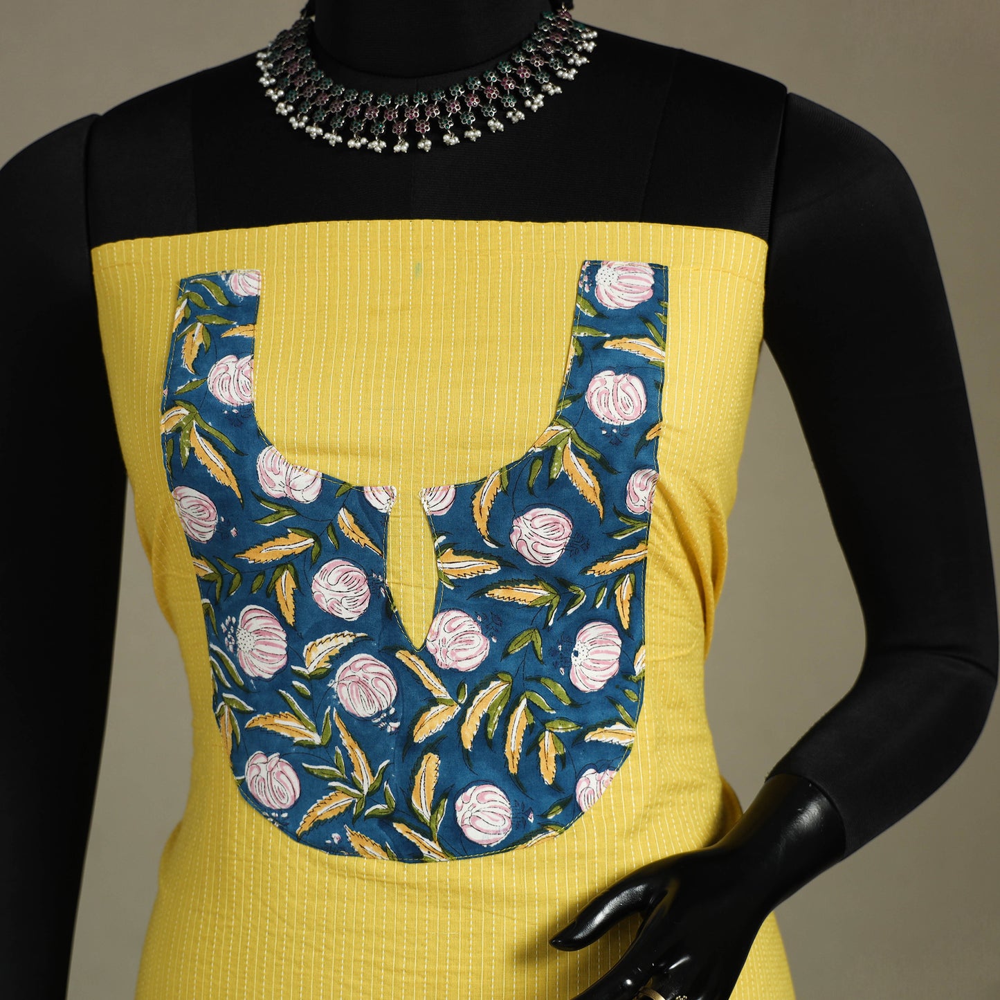 Yellow Unstitched Plain Cotton Kurta Material