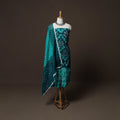 Green - Kutch Tie-Dye Cotton Satin 3pc Unstitched Bandhani Dress Material Suit Set 33