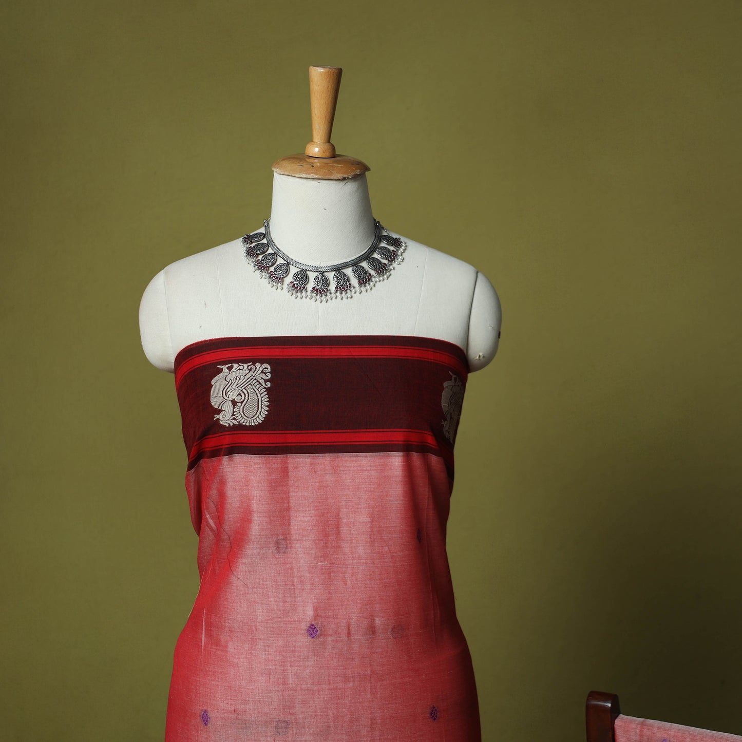 Dharwad Woven Cotton 3pc Unstitched Dress Material Suit Set with Border 03