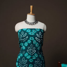 Green - Kutch Tie-Dye Cotton Satin 3pc Unstitched Bandhani Dress Material Suit Set 33
