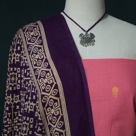 Jacquard Cotton 2pc Unstitched Dress Material Kurta Set with Jewellery Set 22