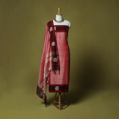 Dharwad Woven Cotton 3pc Unstitched Dress Material Suit Set with Border 03