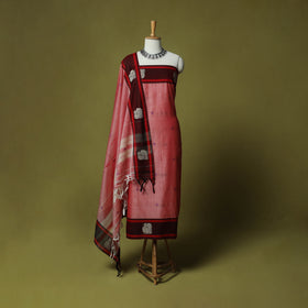 Dharwad Woven Cotton 3pc Unstitched Dress Material Suit Set with Border 03