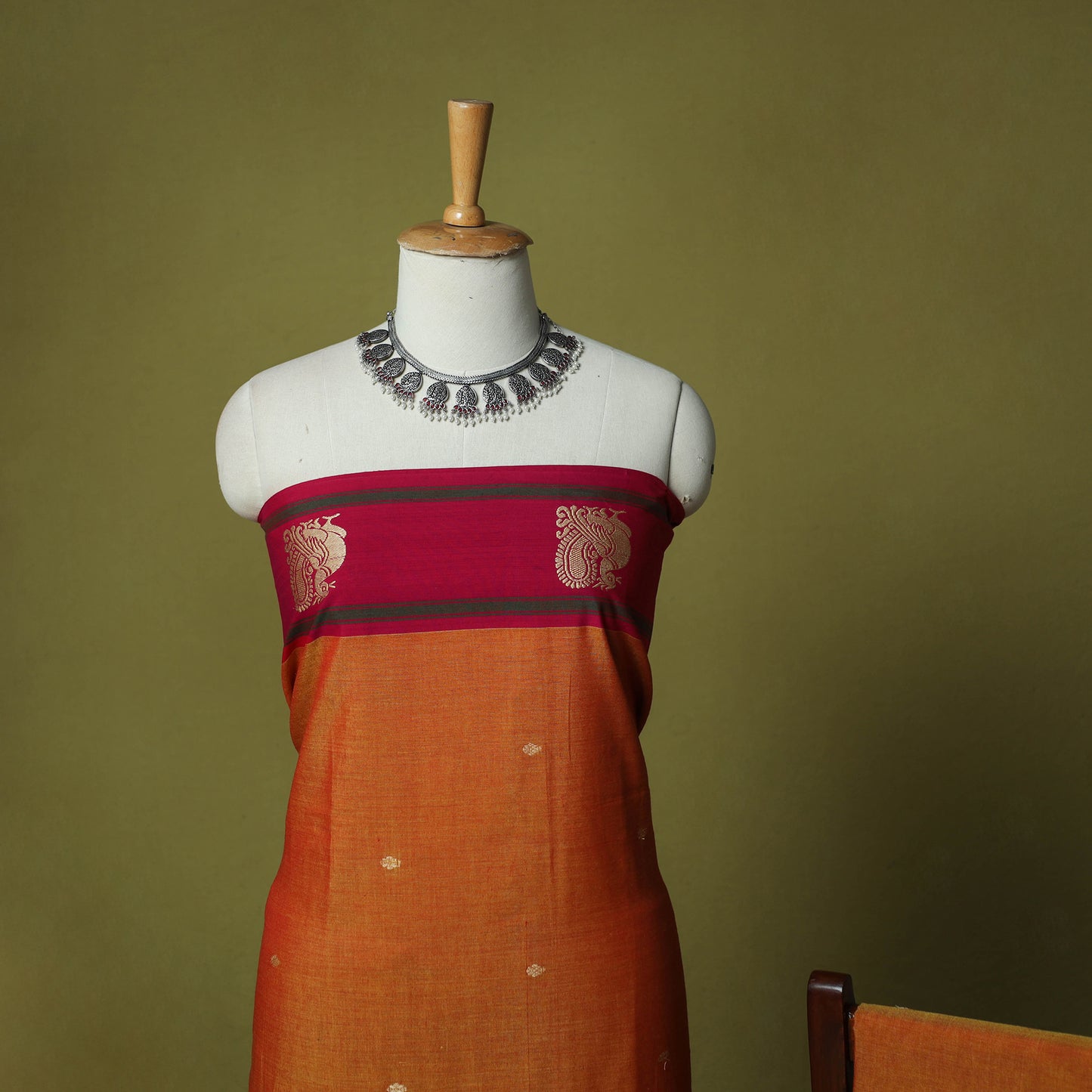 Dharwad Woven Cotton 3pc Unstitched Dress Material Suit Set with Border 04