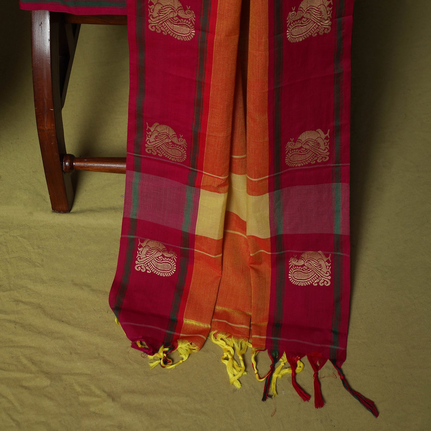 Dharwad Woven Cotton 3pc Unstitched Dress Material Suit Set with Border 04