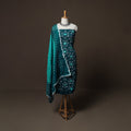 Green - Kutch Tie-Dye Cotton Satin 3pc Unstitched Bandhani Dress Material Suit Set 34