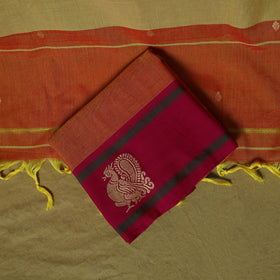 Dharwad Woven Cotton 3pc Unstitched Dress Material Suit Set with Border 04