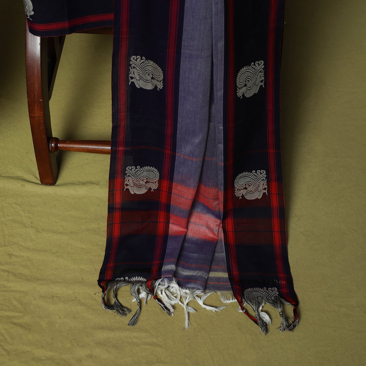 Dharwad Woven Cotton 3pc Unstitched Dress Material Suit Set with Border 05