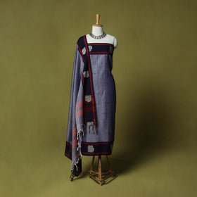 Dharwad Woven Cotton 3pc Unstitched Dress Material Suit Set with Border 05