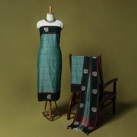 Dharwad Woven Cotton 3pc Unstitched Dress Material Suit Set with Border 06