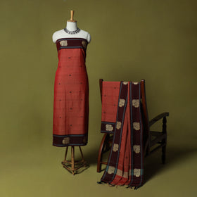 Dharwad Woven Cotton 3pc Unstitched Dress Material Suit Set with Border 07
