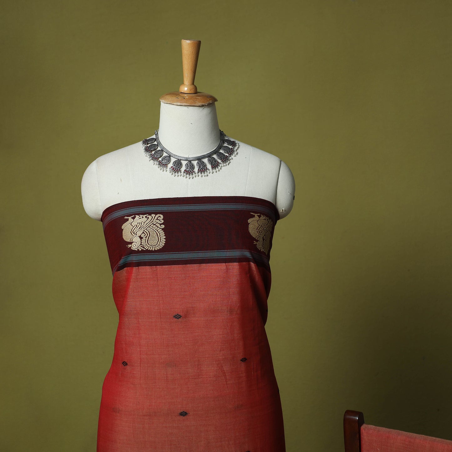 Dharwad Woven Cotton 3pc Unstitched Dress Material Suit Set with Border 07
