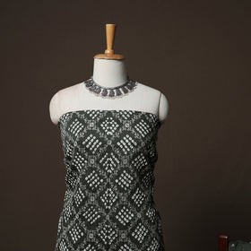 Grey - Kutch Tie-Dye Cotton Satin 3pc Unstitched Bandhani Dress Material Suit Set 37