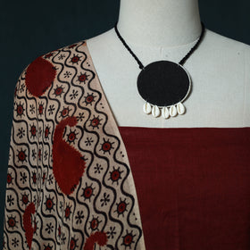 Plain Flex Cotton 2pc Unstitched Dress Material Kurta Set with Jewellery Set 26