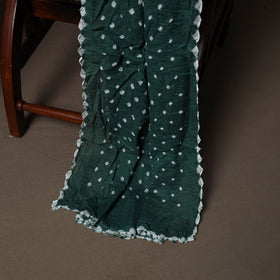 Green - Kutch Tie-Dye Cotton Satin Sequin Work 3pc Unstitched Bandhani Dress Material Suit Set 38