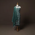 Green - Kutch Tie-Dye Cotton Satin Sequin Work 3pc Unstitched Bandhani Dress Material Suit Set 38