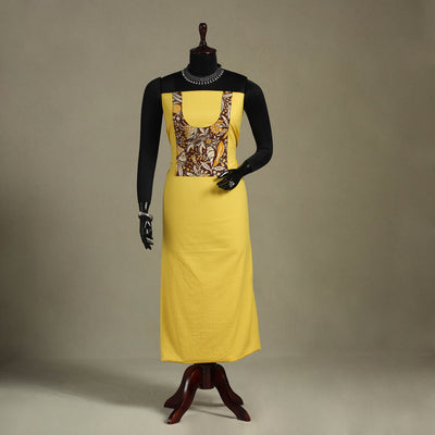 Yellow Unstitched Plain Cotton Kurta Material