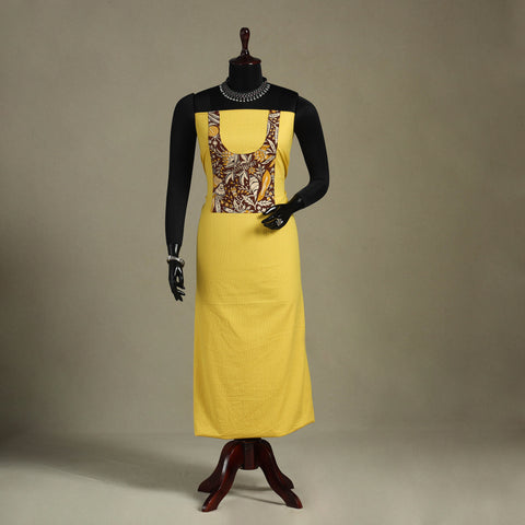 Yellow Unstitched Plain Cotton Kurta Material