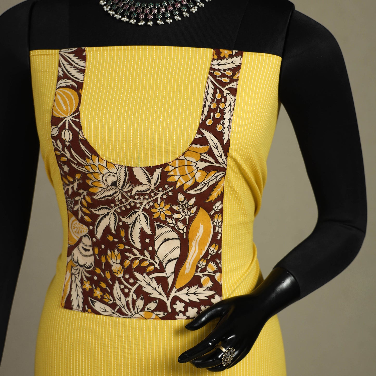 Yellow Unstitched Plain Cotton Kurta Material