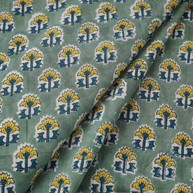  Green Sanganeri Block Print Cotton Fabric
