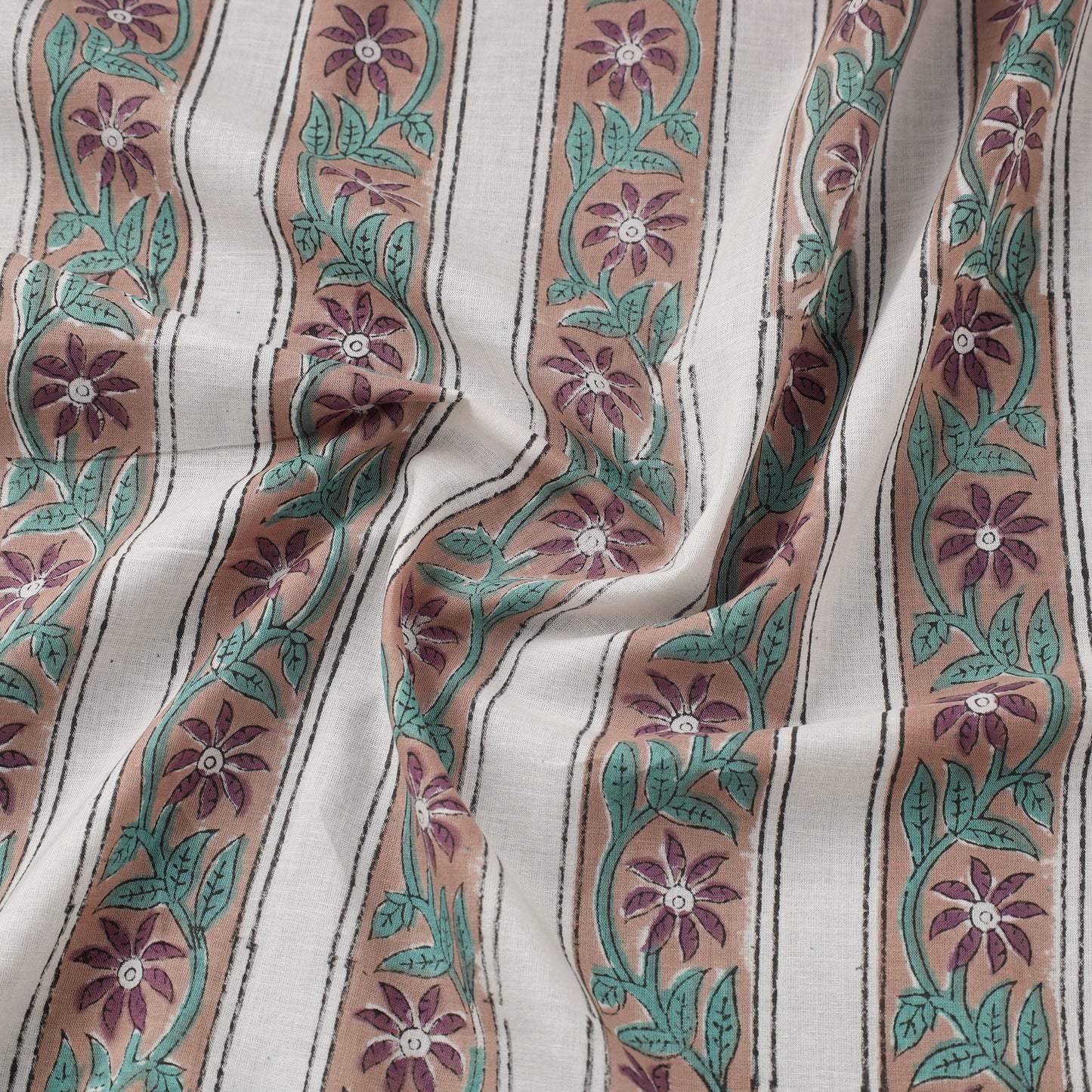  Multicolor Sanganeri Block Print Cotton Fabric