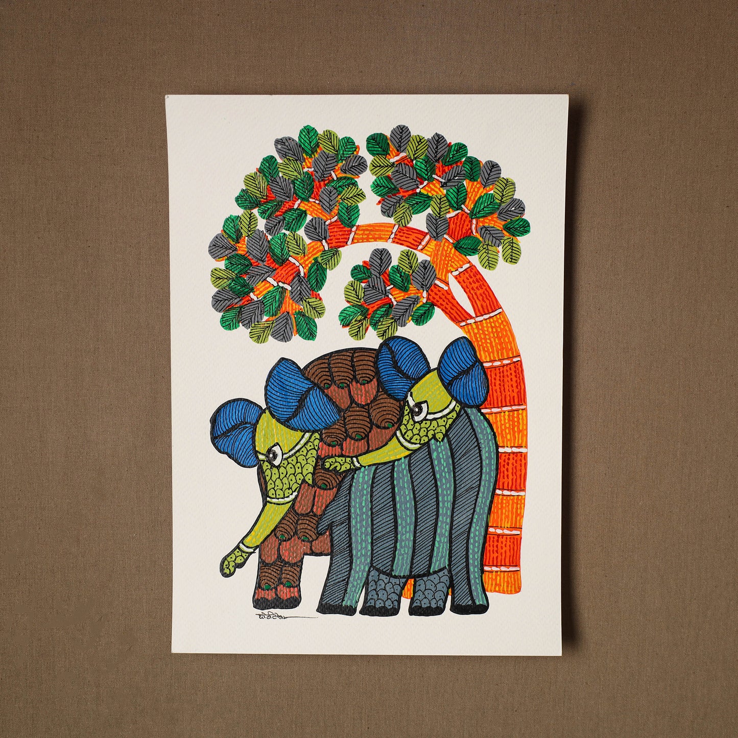 Multicolor - original folk art gond painting by choti tekam