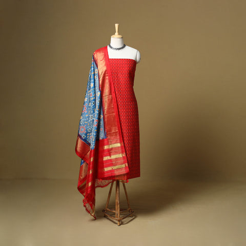 Handloom Sico Pochampally Ikat 2pc Unstitched Dress Material 31