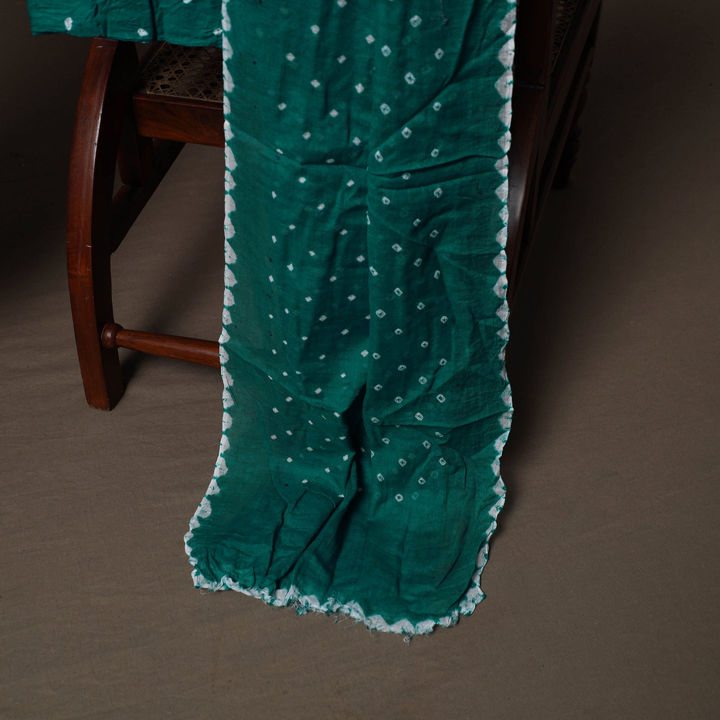 Green - Kutch Tie-Dye Cotton Satin 3pc Unstitched Bandhani Dress Material Suit Set 41