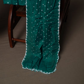 Green - Kutch Tie-Dye Cotton Satin 3pc Unstitched Bandhani Dress Material Suit Set 41