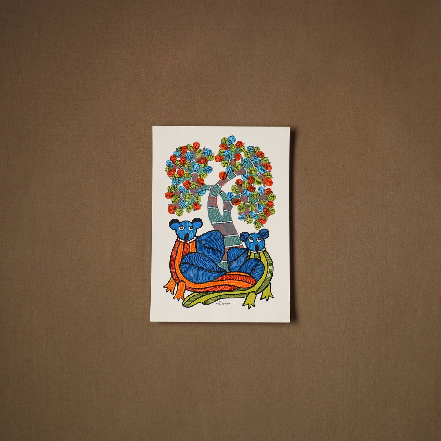 Multicolor - original folk art gond painting by choti tekam