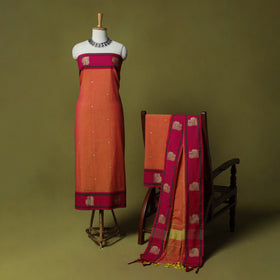 Dharwad Woven Cotton 3pc Unstitched Dress Material Suit Set with Border 11