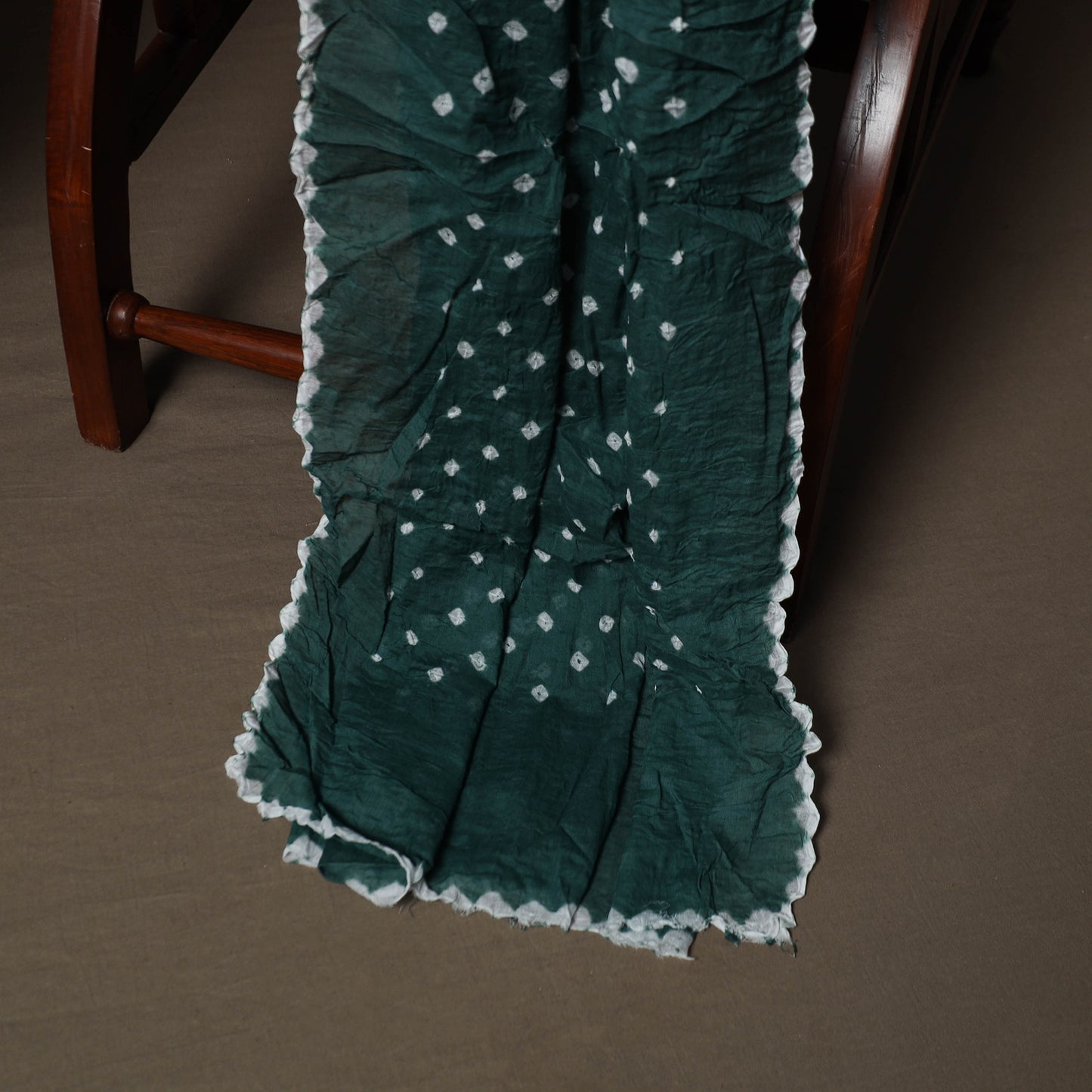 Green - Kutch Tie-Dye Cotton Satin 3pc Unstitched Bandhani Dress Material Suit Set 42