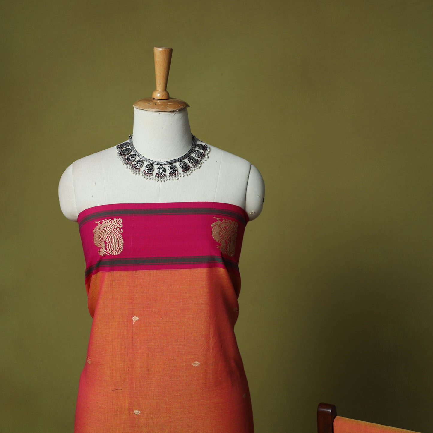 Dharwad Woven Cotton 3pc Unstitched Dress Material Suit Set with Border 11