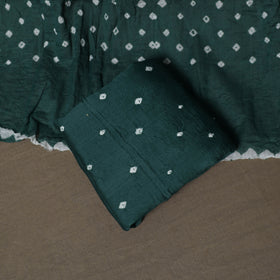 Green - Kutch Tie-Dye Cotton Satin 3pc Unstitched Bandhani Dress Material Suit Set 42