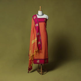 Dharwad Woven Cotton 3pc Unstitched Dress Material Suit Set with Border 11