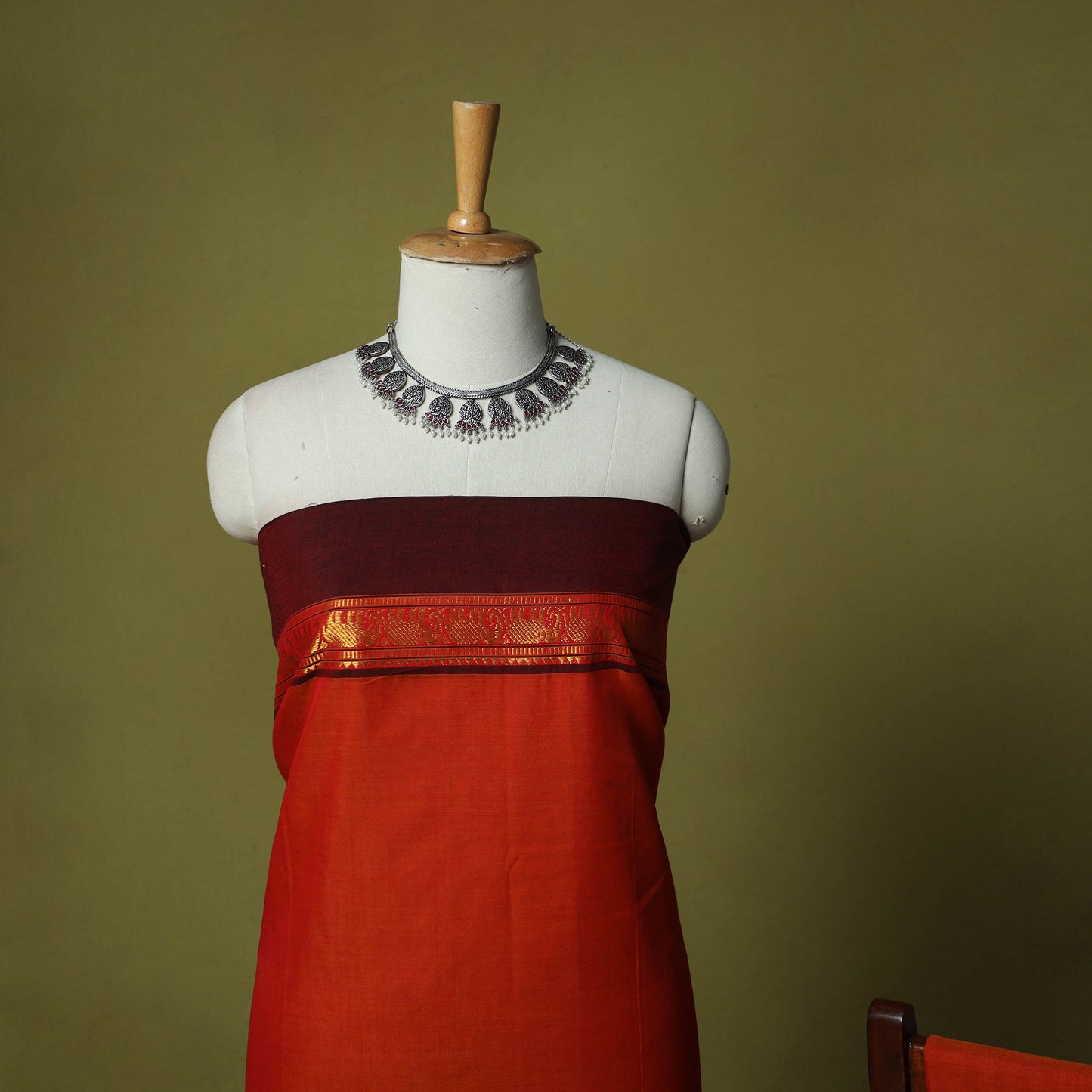 Dharwad Cotton 3pc Unstitched Dress Material Suit Set with Woven Zari Border 16