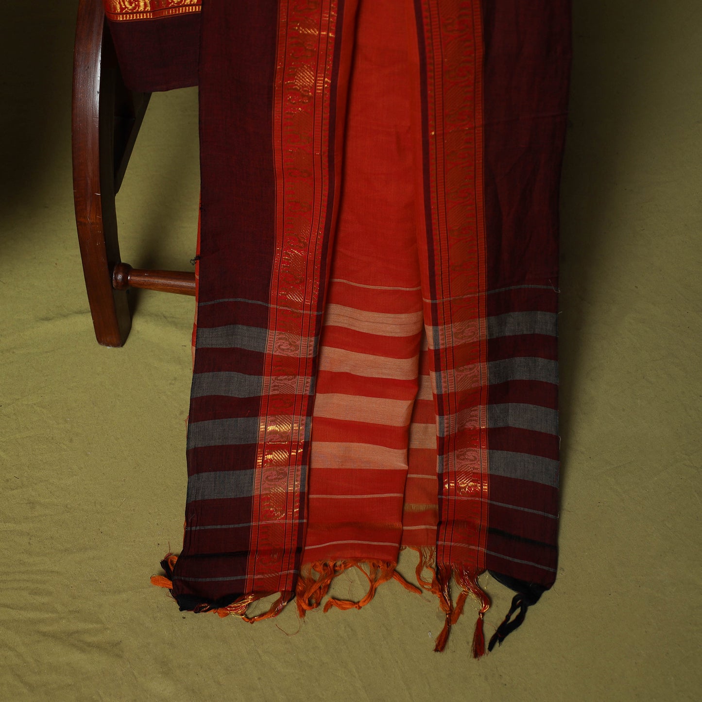 Dharwad Cotton 3pc Unstitched Dress Material Suit Set with Woven Zari Border 16