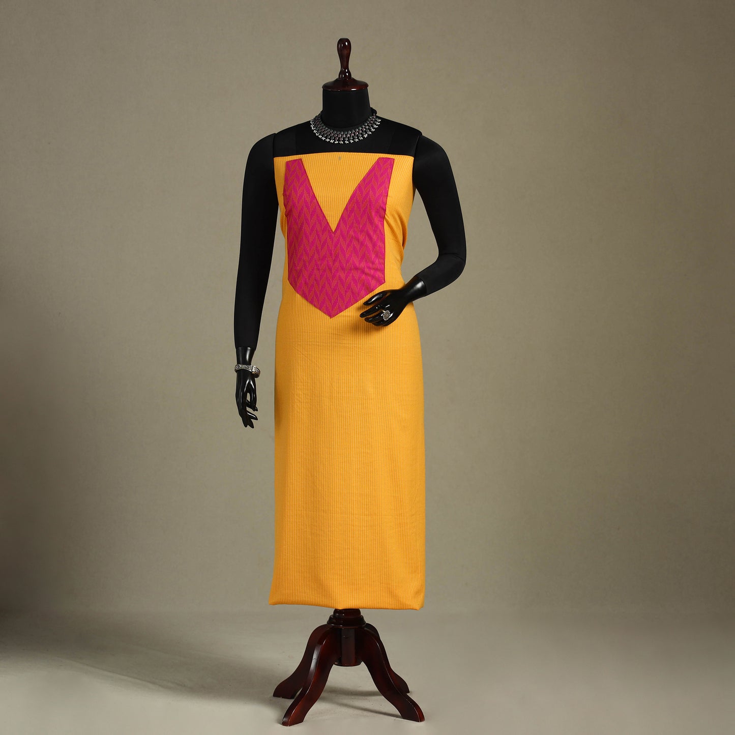 Yellow Unstitched Plain Cotton Kurta Material