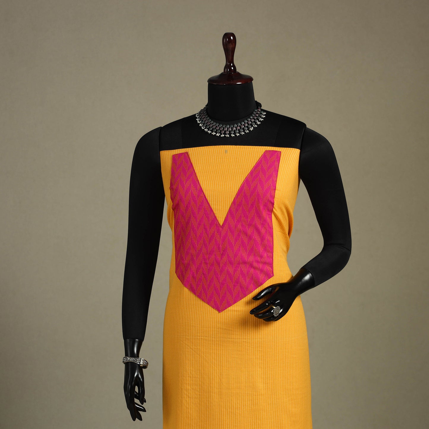 Yellow Unstitched Plain Cotton Kurta Material